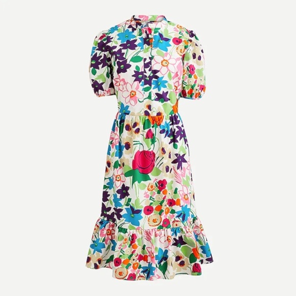 Like new, J.Crew (not factory) Floral Midi Ruffle-Hem Dress 😍 - Picture 2 of 7